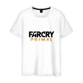 Мужская футболка хлопок с принтом Far cry primal logo в Екатеринбурге, 100% хлопок | прямой крой, круглый вырез горловины, длина до линии бедер, слегка спущенное плечо. | 