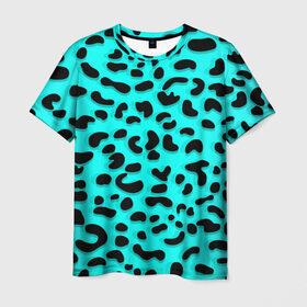 Мужская футболка 3D с принтом Леопард в Екатеринбурге, 100% полиэфир | прямой крой, круглый вырез горловины, длина до линии бедер | Тематика изображения на принте: sea | summer | африка | вода | джунгли | зебра | леопард | лето | море | океан | пляж | полосы | принт | тигр