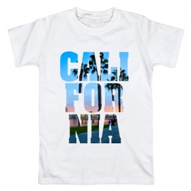 Мужская футболка хлопок с принтом Калифорния 2 в Екатеринбурге, 100% хлопок | прямой крой, круглый вырез горловины, длина до линии бедер, слегка спущенное плечо. | Тематика изображения на принте: калифорния | отдых | страны