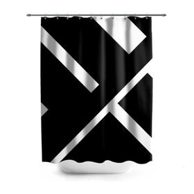 Штора 3D для ванной с принтом Black and White в Екатеринбурге, 100% полиэстер | плотность материала — 100 г/м2. Стандартный размер — 146 см х 180 см. По верхнему краю — пластиковые люверсы для креплений. В комплекте 10 пластиковых колец | белый | геометрия | полосы | черный