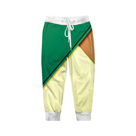 Детские брюки 3D с принтом Material color в Екатеринбурге, 100% полиэстер | манжеты по низу, эластичный пояс регулируется шнурком, по бокам два кармана без застежек, внутренняя часть кармана из мелкой сетки | желтый | зеленый | полосы