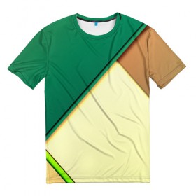 Мужская футболка 3D с принтом Material color в Екатеринбурге, 100% полиэфир | прямой крой, круглый вырез горловины, длина до линии бедер | желтый | зеленый | полосы
