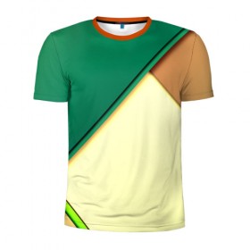 Мужская футболка 3D спортивная с принтом Material color в Екатеринбурге, 100% полиэстер с улучшенными характеристиками | приталенный силуэт, круглая горловина, широкие плечи, сужается к линии бедра | желтый | зеленый | полосы