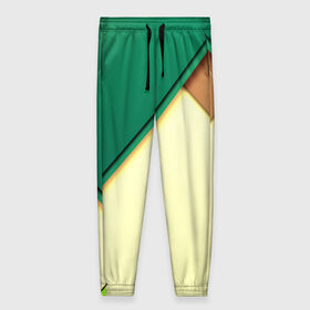 Женские брюки 3D с принтом Material color в Екатеринбурге, полиэстер 100% | прямой крой, два кармана без застежек по бокам, с мягкой трикотажной резинкой на поясе и по низу штанин. В поясе для дополнительного комфорта — широкие завязки | желтый | зеленый | полосы