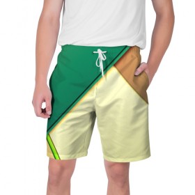Мужские шорты 3D с принтом Material color в Екатеринбурге,  полиэстер 100% | прямой крой, два кармана без застежек по бокам. Мягкая трикотажная резинка на поясе, внутри которой широкие завязки. Длина чуть выше колен | желтый | зеленый | полосы