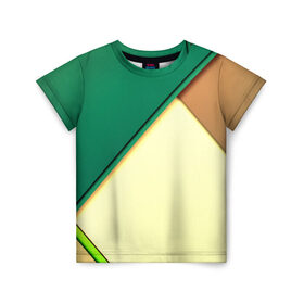 Детская футболка 3D с принтом Material color в Екатеринбурге, 100% гипоаллергенный полиэфир | прямой крой, круглый вырез горловины, длина до линии бедер, чуть спущенное плечо, ткань немного тянется | желтый | зеленый | полосы