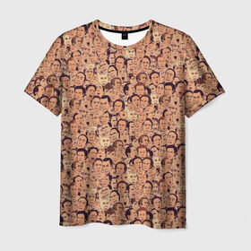 Мужская футболка 3D с принтом Николас Кейдж в Екатеринбурге, 100% полиэфир | прямой крой, круглый вырез горловины, длина до линии бедер | Тематика изображения на принте: актер | арт | лица | николас кейдж