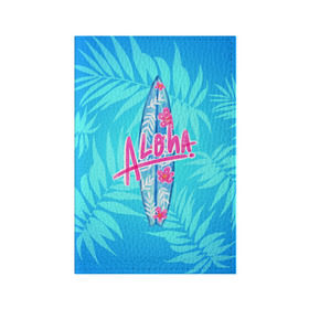 Обложка для паспорта матовая кожа с принтом Aloha в Екатеринбурге, натуральная матовая кожа | размер 19,3 х 13,7 см; прозрачные пластиковые крепления | Тематика изображения на принте: sea | гавайи | жара | калифорния | лето | любовь | море | океан | отдых | пальмы | пляж | серфинг | солнце