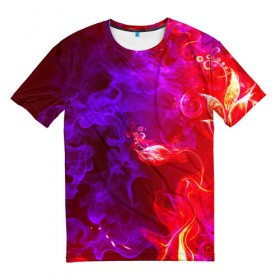 Мужская футболка 3D с принтом Огненная стихия в Екатеринбурге, 100% полиэфир | прямой крой, круглый вырез горловины, длина до линии бедер | дым | пламя | цветок | яркий