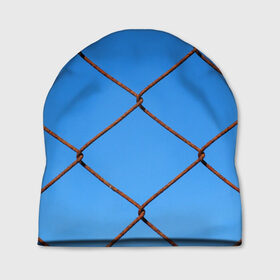 Шапка 3D с принтом Крупная сетка в Екатеринбурге, 100% полиэстер | универсальный размер, печать по всей поверхности изделия | забор | небо | проволка | сетка