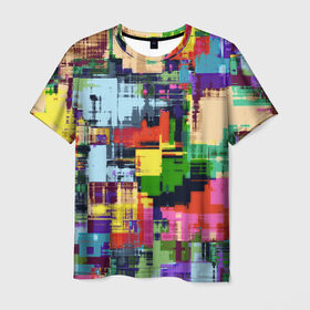 Мужская футболка 3D с принтом Взрыв красок в Екатеринбурге, 100% полиэфир | прямой крой, круглый вырез горловины, длина до линии бедер | Тематика изображения на принте: абстракция | краски | радуга | узор | цвета