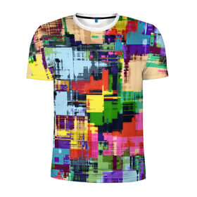 Мужская футболка 3D спортивная с принтом Взрыв красок в Екатеринбурге, 100% полиэстер с улучшенными характеристиками | приталенный силуэт, круглая горловина, широкие плечи, сужается к линии бедра | абстракция | краски | радуга | узор | цвета