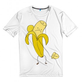 Мужская футболка 3D с принтом Банан в Екатеринбурге, 100% полиэфир | прямой крой, круглый вырез горловины, длина до линии бедер | грустный | фрукты