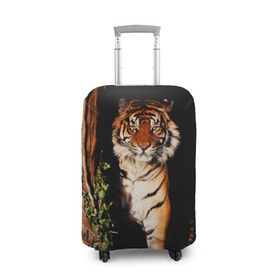 Чехол для чемодана 3D с принтом Тигр в Екатеринбурге, 86% полиэфир, 14% спандекс | двустороннее нанесение принта, прорези для ручек и колес | Тематика изображения на принте: дикая кошка | лес | природа | тигр | хищник