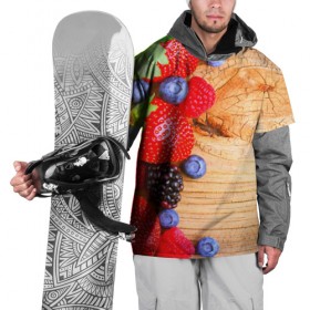Накидка на куртку 3D с принтом Ягодки в Екатеринбурге, 100% полиэстер |  | красная | малина | новая | ягода | ягодная