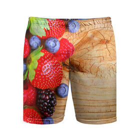 Мужские шорты 3D спортивные с принтом Ягодки в Екатеринбурге,  |  | красная | малина | новая | ягода | ягодная