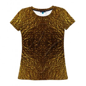 Женская футболка 3D с принтом Gold Texture в Екатеринбурге, 100% полиэфир ( синтетическое хлопкоподобное полотно) | прямой крой, круглый вырез горловины, длина до линии бедер | 