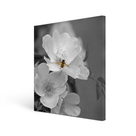 Холст квадратный с принтом Пчела на цветах в Екатеринбурге, 100% ПВХ |  | Тематика изображения на принте: лепестки | цветы