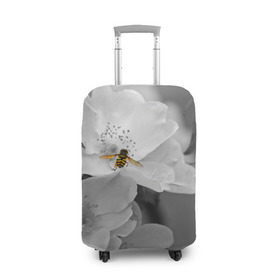 Чехол для чемодана 3D с принтом Пчела на цветах в Екатеринбурге, 86% полиэфир, 14% спандекс | двустороннее нанесение принта, прорези для ручек и колес | лепестки | цветы