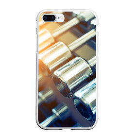 Чехол для iPhone 7Plus/8 Plus матовый с принтом Гантели в Екатеринбурге, Силикон | Область печати: задняя сторона чехла, без боковых панелей | гантели | мощь | сила | спорт