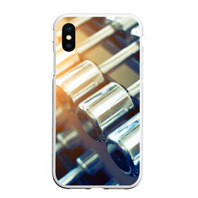 Чехол для iPhone XS Max матовый с принтом Гантели в Екатеринбурге, Силикон | Область печати: задняя сторона чехла, без боковых панелей | гантели | мощь | сила | спорт