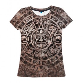 Женская футболка 3D с принтом Народ Майя в Екатеринбурге, 100% полиэфир ( синтетическое хлопкоподобное полотно) | прямой крой, круглый вырез горловины, длина до линии бедер | декор | древний | дух | монстр | символ | существо | текстуры индийские | украшения | элемент