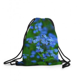 Рюкзак-мешок 3D с принтом Синие цветы в Екатеринбурге, 100% полиэстер | плотность ткани — 200 г/м2, размер — 35 х 45 см; лямки — толстые шнурки, застежка на шнуровке, без карманов и подкладки | лепестки | прикольные картинки | цветочки | цветы