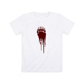Детская футболка хлопок с принтом Bear blood trail в Екатеринбурге, 100% хлопок | круглый вырез горловины, полуприлегающий силуэт, длина до линии бедер | 