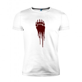Мужская футболка премиум с принтом Bear blood trail в Екатеринбурге, 92% хлопок, 8% лайкра | приталенный силуэт, круглый вырез ворота, длина до линии бедра, короткий рукав | 