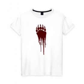 Женская футболка хлопок с принтом Bear blood trail в Екатеринбурге, 100% хлопок | прямой крой, круглый вырез горловины, длина до линии бедер, слегка спущенное плечо | 