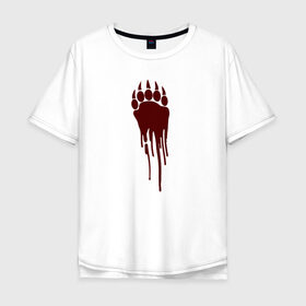 Мужская футболка хлопок Oversize с принтом Bear blood trail в Екатеринбурге, 100% хлопок | свободный крой, круглый ворот, “спинка” длиннее передней части | 