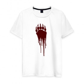 Мужская футболка хлопок с принтом Bear blood trail в Екатеринбурге, 100% хлопок | прямой крой, круглый вырез горловины, длина до линии бедер, слегка спущенное плечо. | Тематика изображения на принте: 