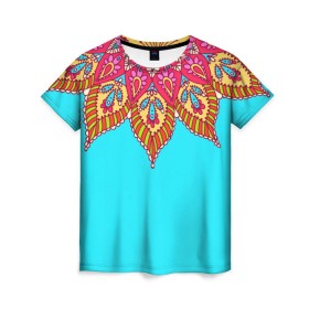 Женская футболка 3D с принтом Этно в Екатеринбурге, 100% полиэфир ( синтетическое хлопкоподобное полотно) | прямой крой, круглый вырез горловины, длина до линии бедер | tribal | абстракция | геометрия | лето | узоры | этника | этно