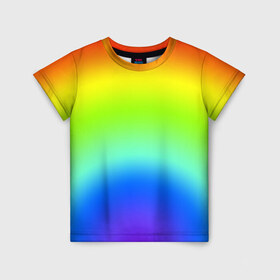 Детская футболка 3D с принтом Радуга в Екатеринбурге, 100% гипоаллергенный полиэфир | прямой крой, круглый вырез горловины, длина до линии бедер, чуть спущенное плечо, ткань немного тянется | дождь | солнце | спектр