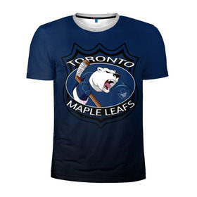 Мужская футболка 3D спортивная с принтом Toronto Maple Leafs в Екатеринбурге, 100% полиэстер с улучшенными характеристиками | приталенный силуэт, круглая горловина, широкие плечи, сужается к линии бедра | Тематика изображения на принте: nhl | toronto maple leafs | спорт | хоккей