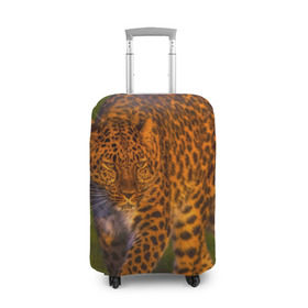 Чехол для чемодана 3D с принтом Дальневосточный леопард в Екатеринбурге, 86% полиэфир, 14% спандекс | двустороннее нанесение принта, прорези для ручек и колес | 