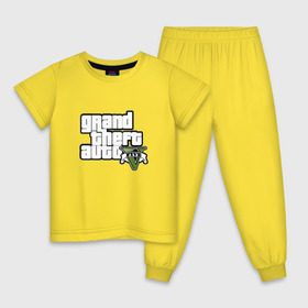 Детская пижама хлопок с принтом GTA 5 в Екатеринбурге, 100% хлопок |  брюки и футболка прямого кроя, без карманов, на брюках мягкая резинка на поясе и по низу штанин
 | 