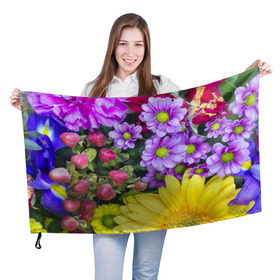 Флаг 3D с принтом Роскошные цветы в Екатеринбурге, 100% полиэстер | плотность ткани — 95 г/м2, размер — 67 х 109 см. Принт наносится с одной стороны | аромат | астры | букет | вазон | великолепие | гвоздики | гиацинт | гортензия | калла | краски | красота | куст | лилия | орхидея | пион | подсолнух | полевые цветы | природа | растения | розы | ромашки