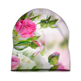 Шапка 3D с принтом Алые розы в Екатеринбурге, 100% полиэстер | универсальный размер, печать по всей поверхности изделия | аромат | букет | вазон | великолепие | краски | красота | куст | нежность | природа | растения | розы | украшение | фауна | цветник | цветы