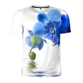 Мужская футболка 3D спортивная с принтом Веточка орхидеи в Екатеринбурге, 100% полиэстер с улучшенными характеристиками | приталенный силуэт, круглая горловина, широкие плечи, сужается к линии бедра | ветка | красота | нежность | орхидея | природа | растение | фауна | цветок | цветы