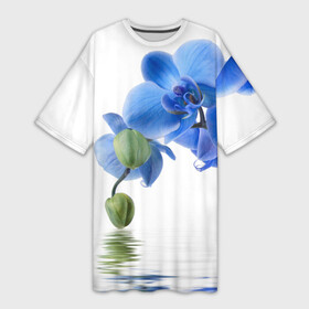 Платье-футболка 3D с принтом Веточка орхидеи в Екатеринбурге,  |  | ветка | красота | нежность | орхидея | природа | растение | фауна | цветок | цветы