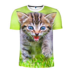 Мужская футболка 3D спортивная с принтом Кися в Екатеринбурге, 100% полиэстер с улучшенными характеристиками | приталенный силуэт, круглая горловина, широкие плечи, сужается к линии бедра | домашние | животные | кот | котёнок | кошка | милый