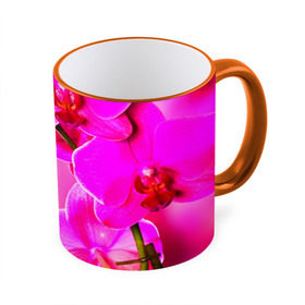 Кружка 3D с принтом Орхидея в Екатеринбурге, керамика | ёмкость 330 мл | Тематика изображения на принте: лепесток | новая | орхидея | природа | цветок | яркая