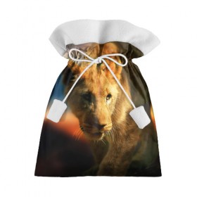Подарочный 3D мешок с принтом Львица в Екатеринбурге, 100% полиэстер | Размер: 29*39 см | Тематика изображения на принте: lion | голова животного | дикая кошка | кот | лев | цвет