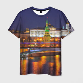 Мужская футболка 3D с принтом Москва (Кремль) в Екатеринбурге, 100% полиэфир | прямой крой, круглый вырез горловины, длина до линии бедер | moscow | russia | кремль | москва | столица