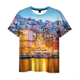 Мужская футболка 3D с принтом Португалия в Екатеринбурге, 100% полиэфир | прямой крой, круглый вырез горловины, длина до линии бедер | Тематика изображения на принте: europe | lisbon | portugal | европа | ес | загар | каникулы | купание | лиссабон | море | отдых | отпуск | пляж | португалия | туризм