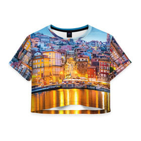 Женская футболка 3D укороченная с принтом Португалия в Екатеринбурге, 100% полиэстер | круглая горловина, длина футболки до линии талии, рукава с отворотами | europe | lisbon | portugal | европа | ес | загар | каникулы | купание | лиссабон | море | отдых | отпуск | пляж | португалия | туризм