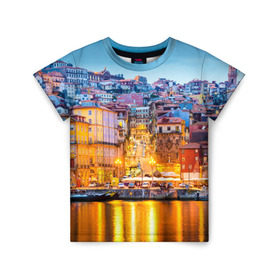 Детская футболка 3D с принтом Португалия в Екатеринбурге, 100% гипоаллергенный полиэфир | прямой крой, круглый вырез горловины, длина до линии бедер, чуть спущенное плечо, ткань немного тянется | europe | lisbon | portugal | европа | ес | загар | каникулы | купание | лиссабон | море | отдых | отпуск | пляж | португалия | туризм