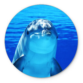 Коврик круглый с принтом Дельфин в Екатеринбурге, резина и полиэстер | круглая форма, изображение наносится на всю лицевую часть | вода | дельфин | море | отдых | отпуск | подводный мир | туризм