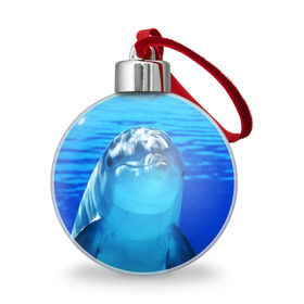 Ёлочный шар с принтом Дельфин в Екатеринбурге, Пластик | Диаметр: 77 мм | вода | дельфин | море | отдых | отпуск | подводный мир | туризм